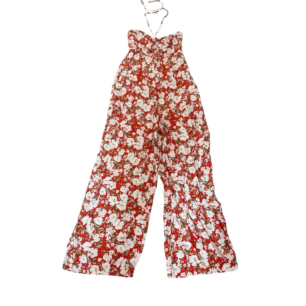 AMERICAN EAGLE Women’s Small Jumpsuit Wide Leg Floral Print Halter Top S